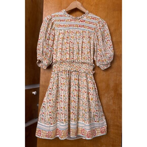 NWT Cleobella Dallas Mini Floral Block Print Dress Puff Sleeve Size M $198 Boho - Picture 1 of 12